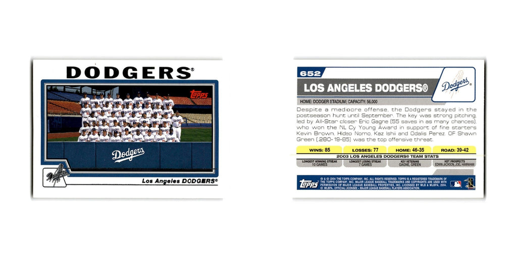 Los Angeles Dodgers 2004 Topps #652 Los Angeles Dodgers Baseball Card NM