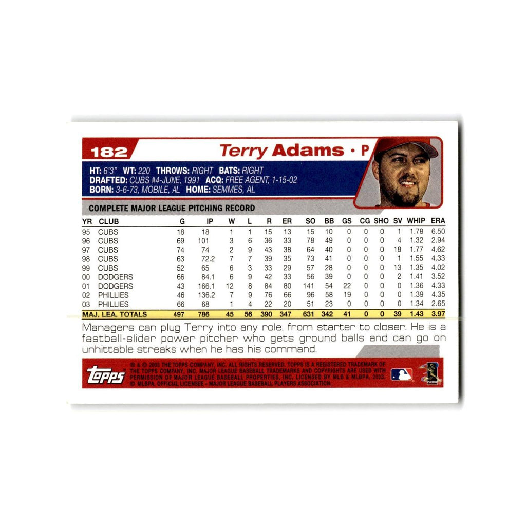 Terry Adams 2004 Topps #182 Philadelphia Phillies Baseball Card NM