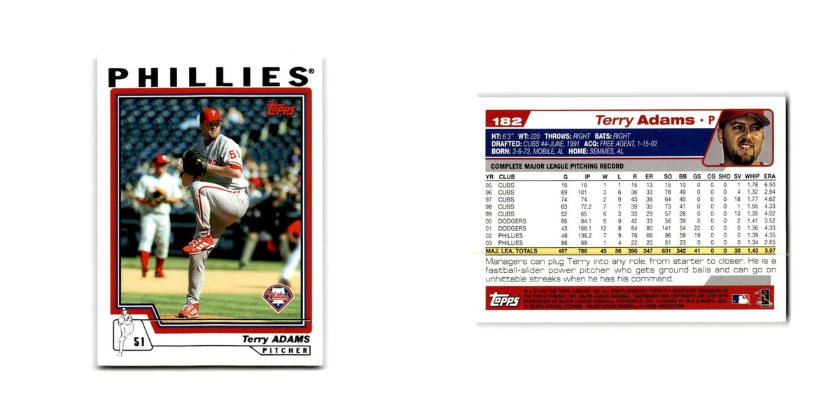 Terry Adams 2004 Topps #182 Philadelphia Phillies Baseball Card NM