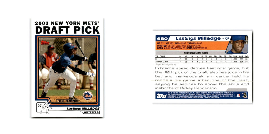 Lastings Milledge Rookie 2004 Topps #680 New York Mets Baseball Card NM