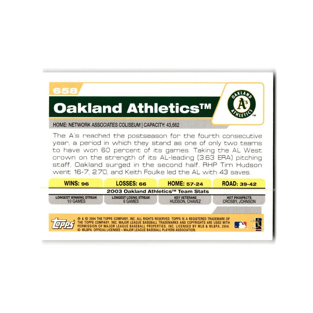 Oakland Athletics 2004 Topps #658 Oakland Athletics Baseball Card NM