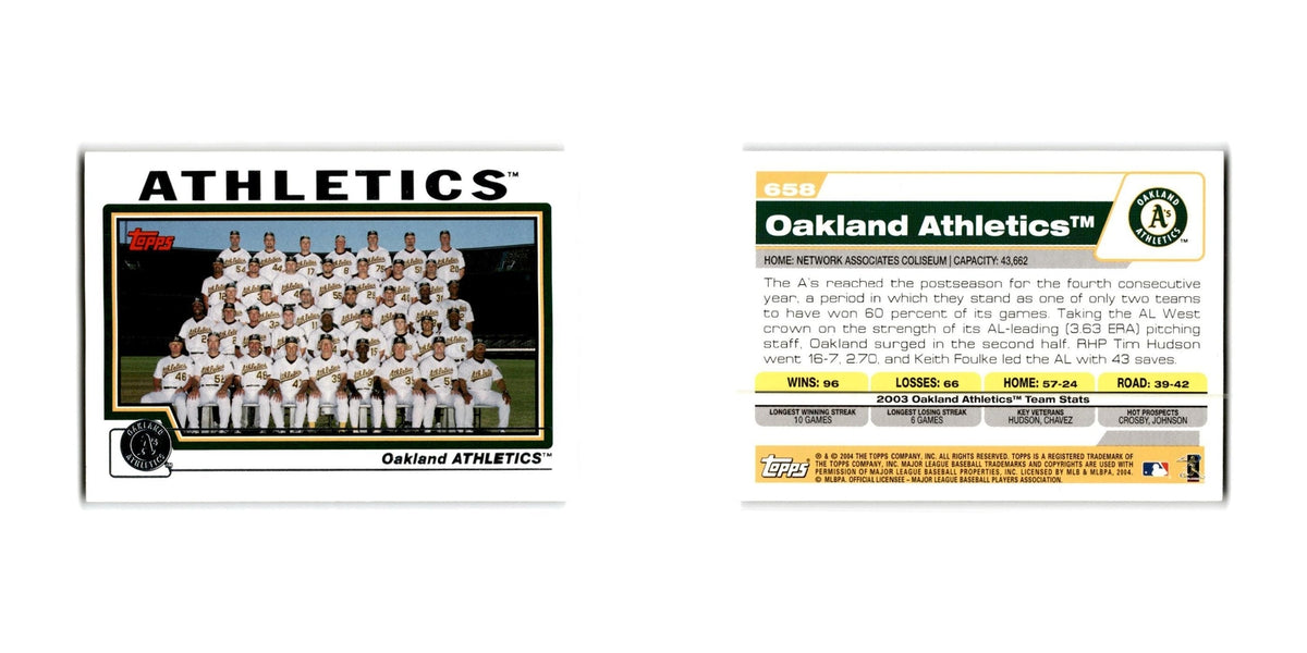 Oakland Athletics 2004 Topps #658 Oakland Athletics Baseball Card NM