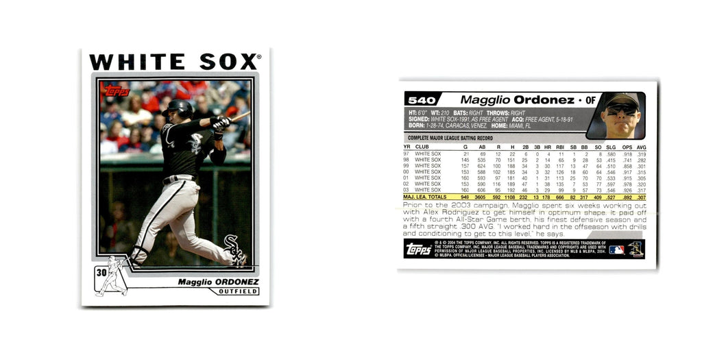 Magglio Ordonez 2004 Topps #540 Chicago White Sox Baseball Card NM