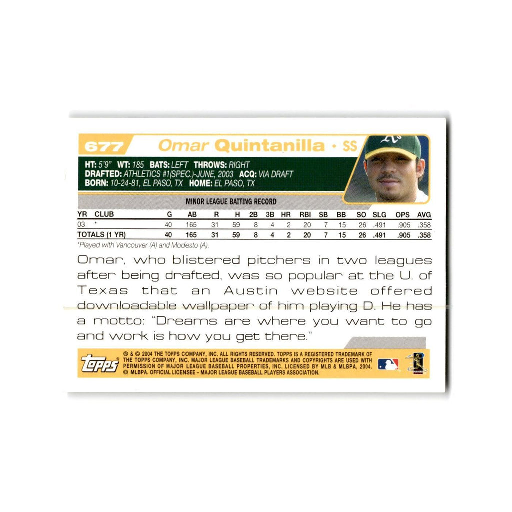 Omar Quintanilla Rookie 2004 Topps #677 Oakland Athletics Baseball Card NM