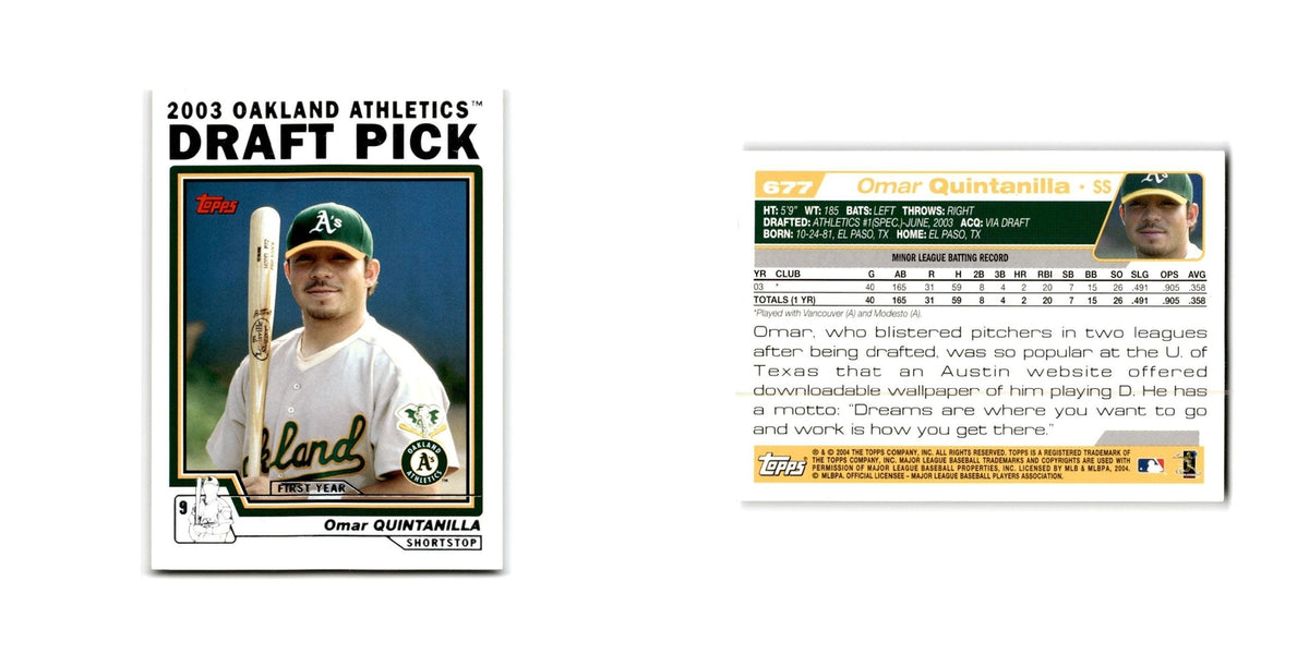 Omar Quintanilla Rookie 2004 Topps #677 Oakland Athletics Baseball Card NM