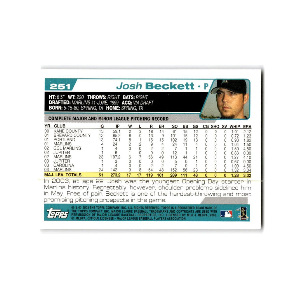 Josh Beckett 2004 Topps #251 Florida Marlins Baseball Card NM