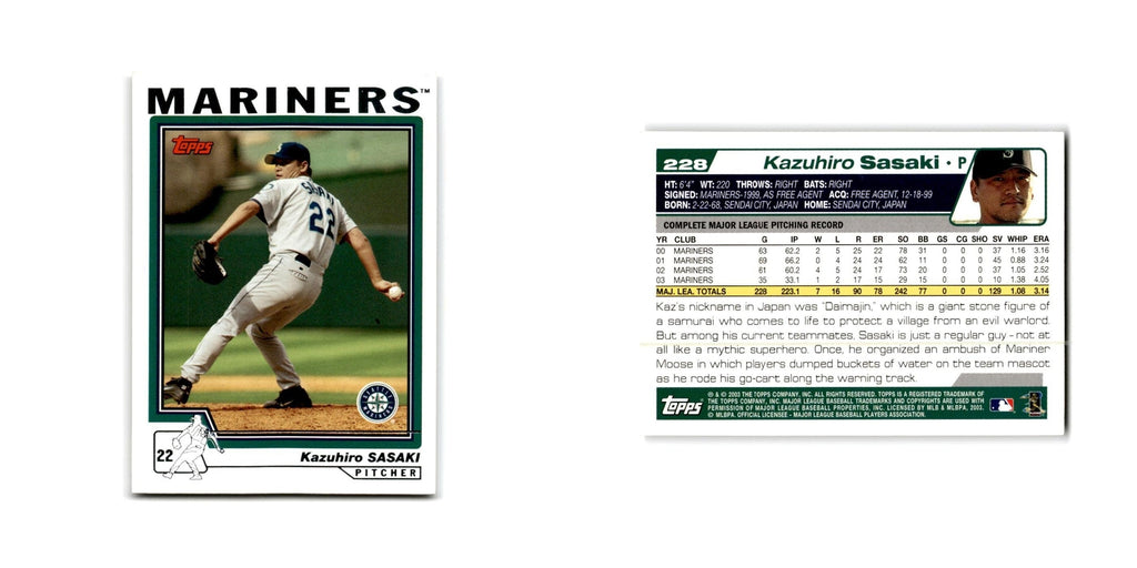 Kazuhiro Sasaki 2004 Topps #228 Seattle Mariners Baseball Card NM