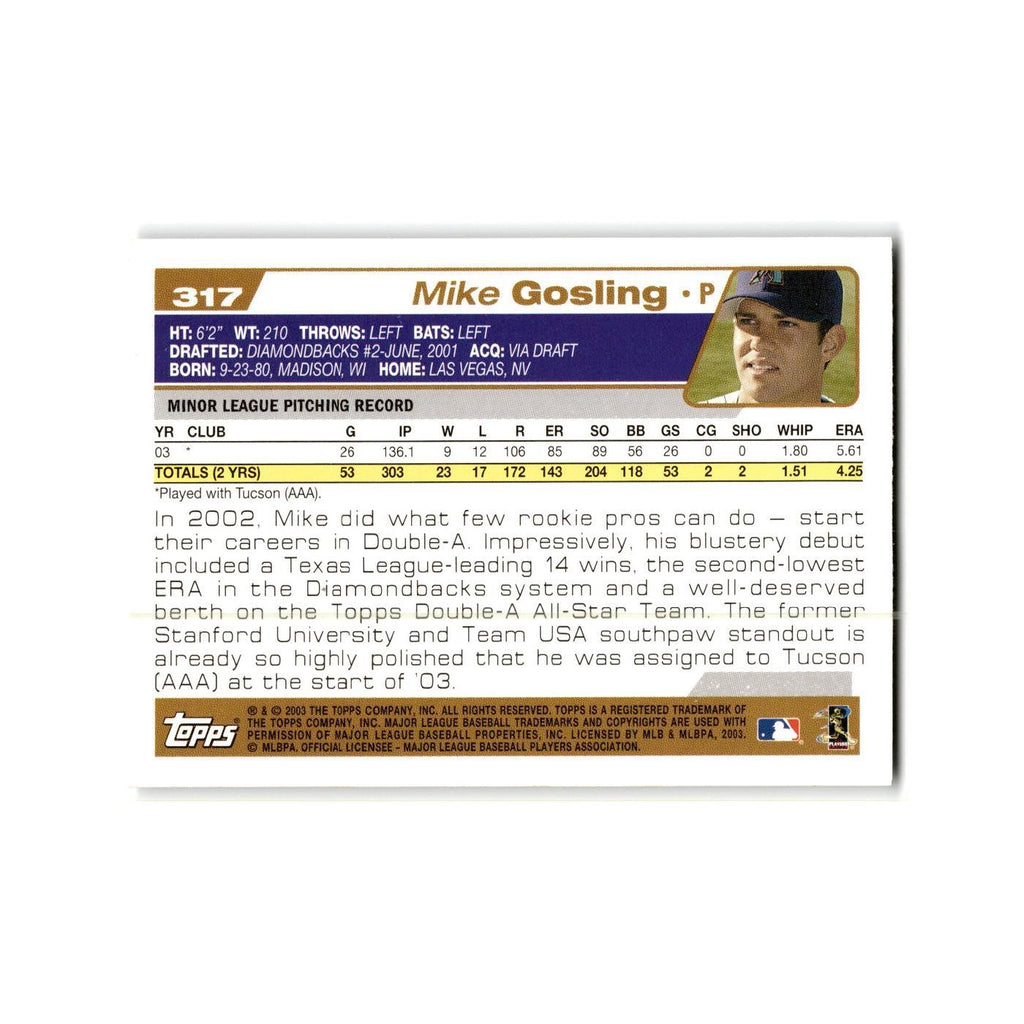 Mike Gosling Rookie 2004 Topps #317 Arizona Diamondbacks Baseball Card NM