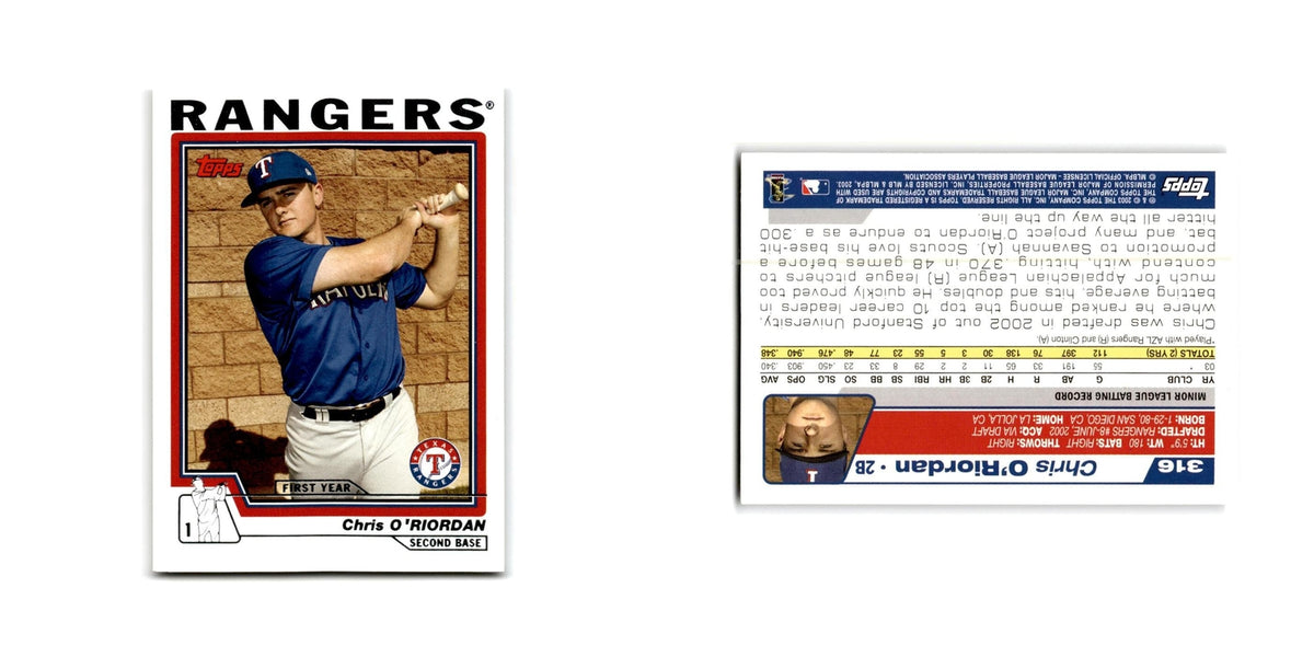 Chris O'Riordan Rookie 2004 Topps #316 Texas Rangers Baseball Card NM