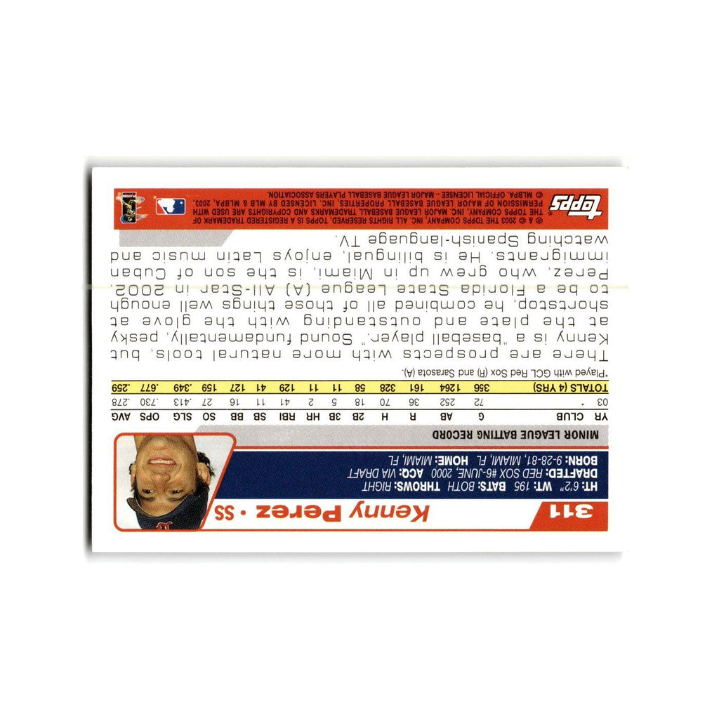 Kenny Perez Rookie 2004 Topps #311 Boston Red Sox Baseball Card NM