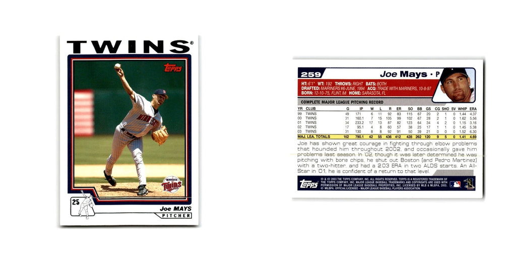 Joe Mays 2004 Topps #259 Minnesota Twins Baseball Card NM