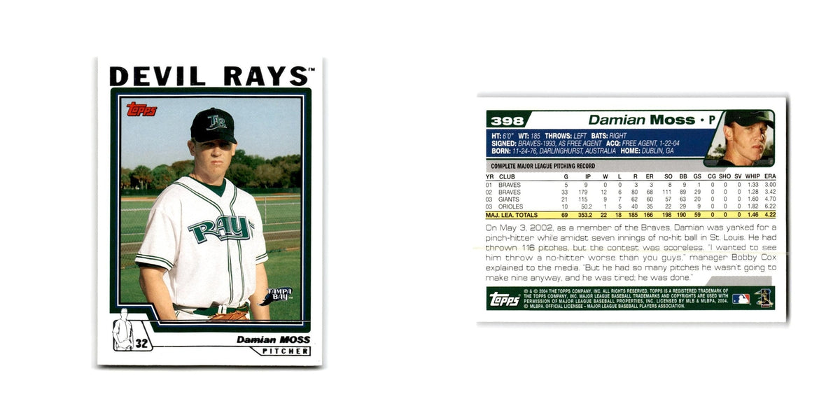 Damian Moss 2004 Topps #398 Tampa Bay Devil Rays Baseball Card NM