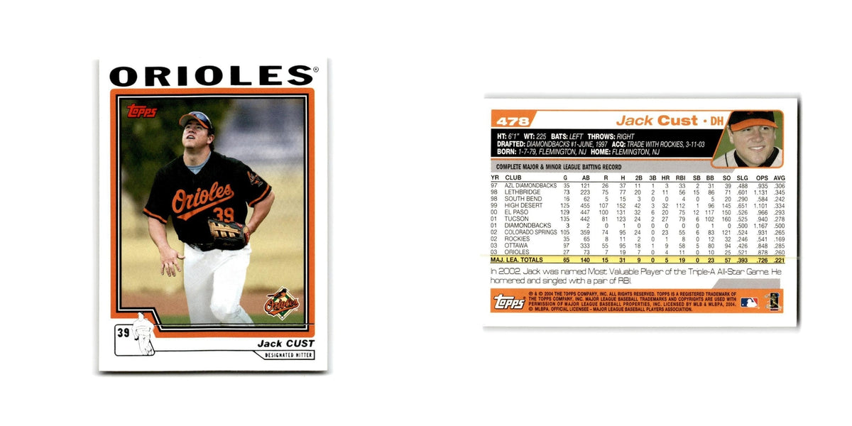 Jack Cust 2004 Topps #478 Baltimore Orioles Baseball Card NM