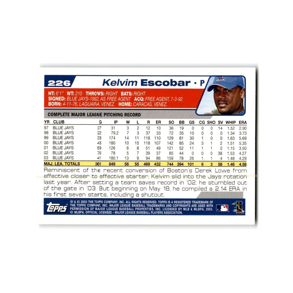 Kelvim Escobar 2004 Topps #226 Toronto Blue Jays Baseball Card NM