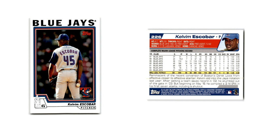 Kelvim Escobar 2004 Topps #226 Toronto Blue Jays Baseball Card NM
