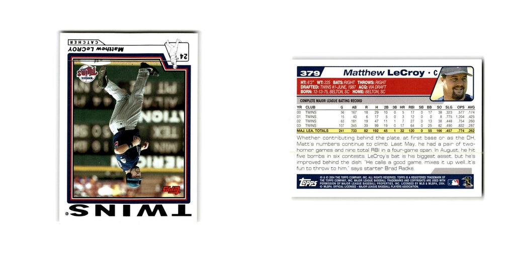 Matt LeCroy 2004 Topps #379 Minnesota Twins Baseball Card NM