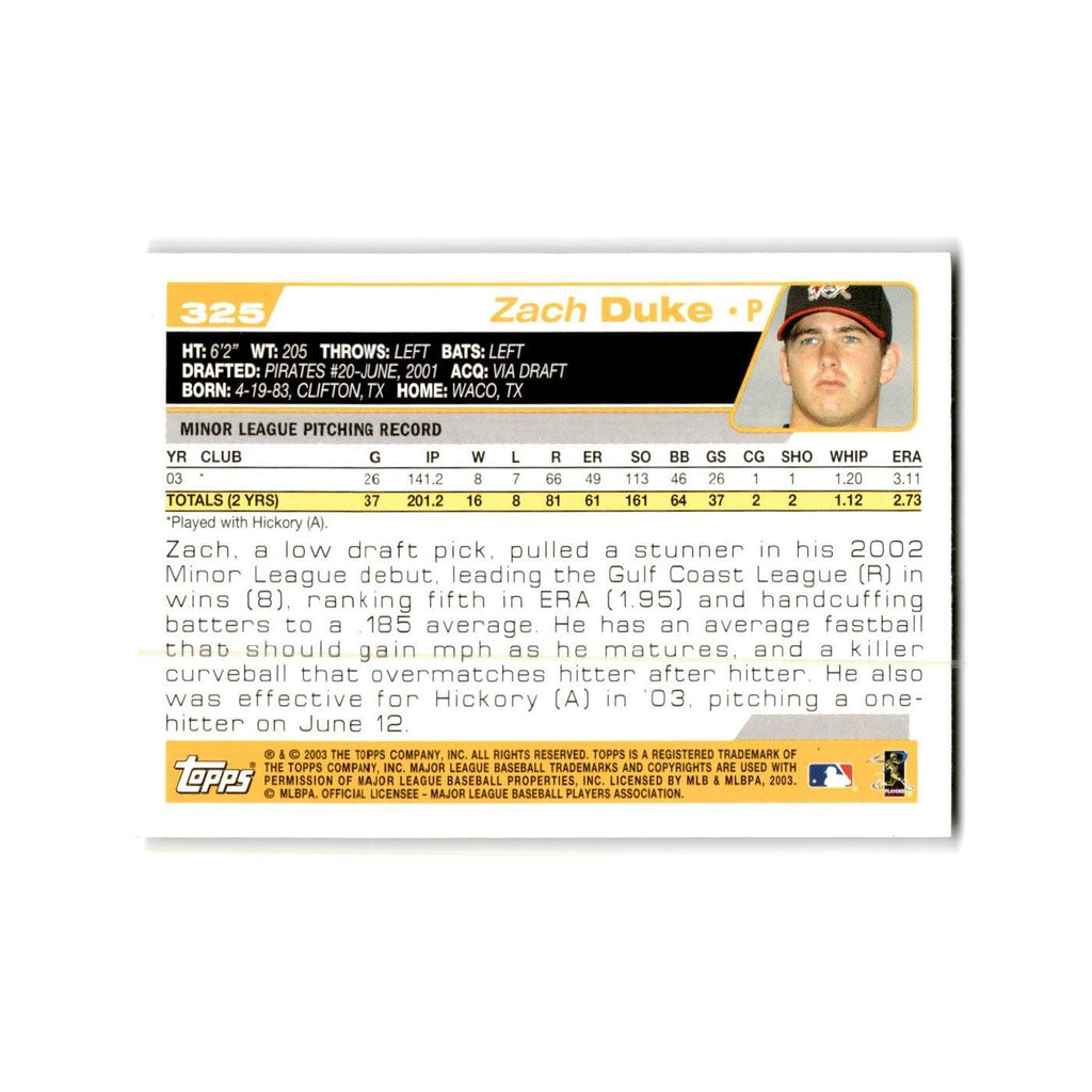 Zach Duke Rookie 2004 Topps #325 Pittsburgh Pirates Baseball Card NM