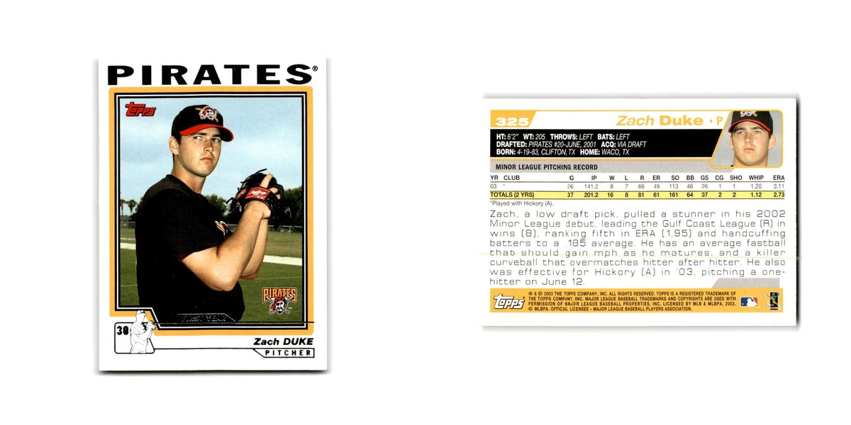 Zach Duke Rookie 2004 Topps #325 Pittsburgh Pirates Baseball Card NM