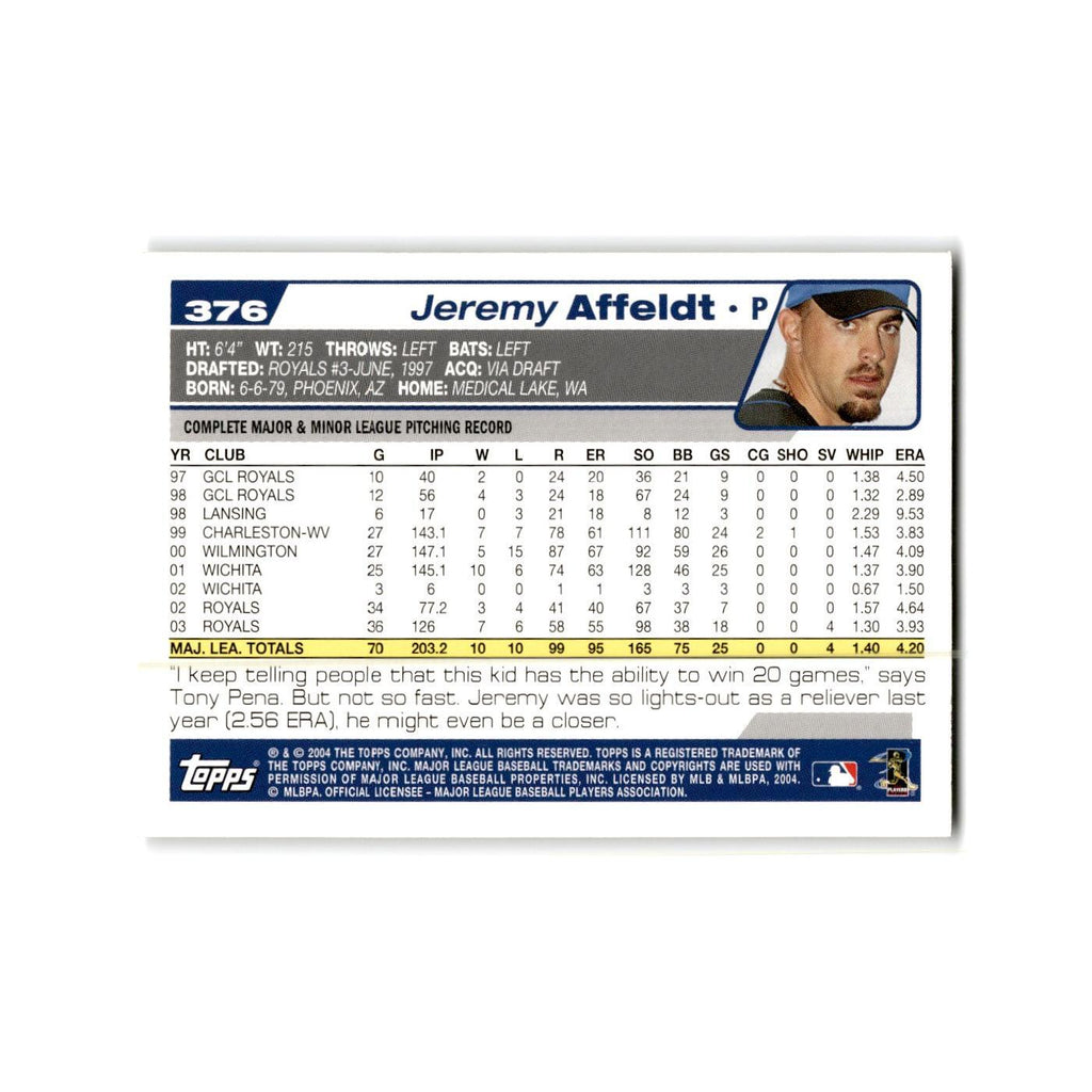 Jeremy Affeldt 2004 Topps #376 Kansas City Royals Baseball Card NM