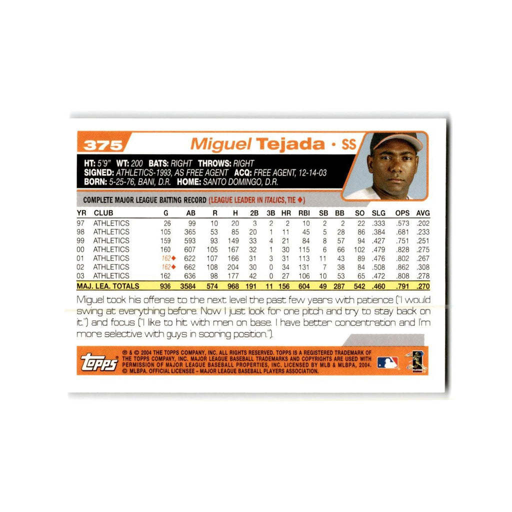 Miguel Tejada 2004 Topps #375 Baltimore Orioles Baseball Card NM