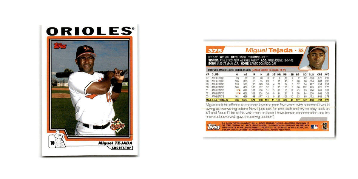 Miguel Tejada 2004 Topps #375 Baltimore Orioles Baseball Card NM
