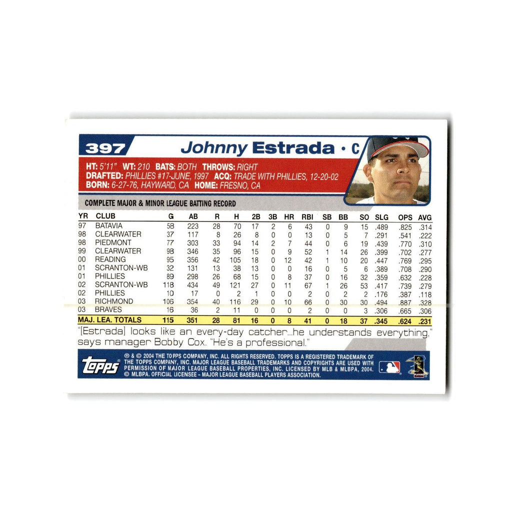 Johnny Estrada 2004 Topps #397 Atlanta Braves Baseball Card NM