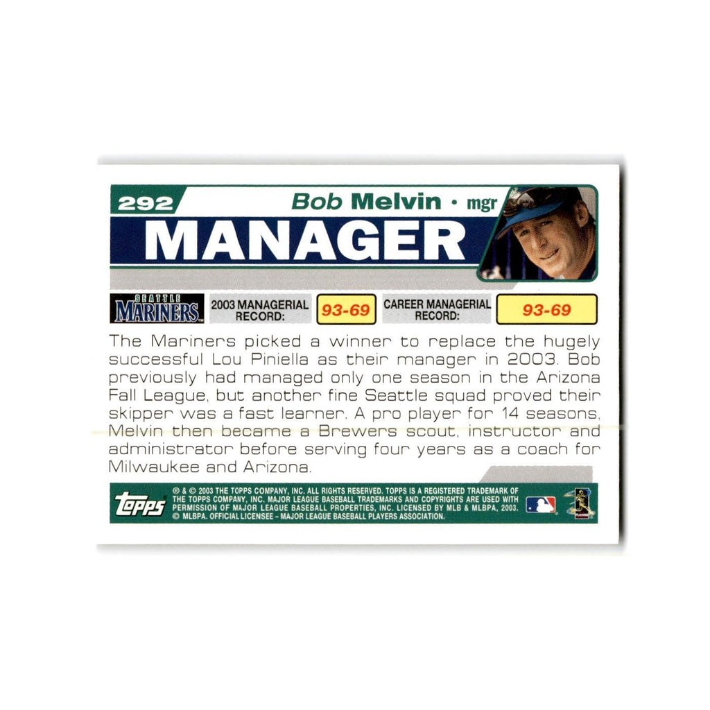 Bob Melvin 2004 Topps #292 Seattle Mariners Baseball Card NM