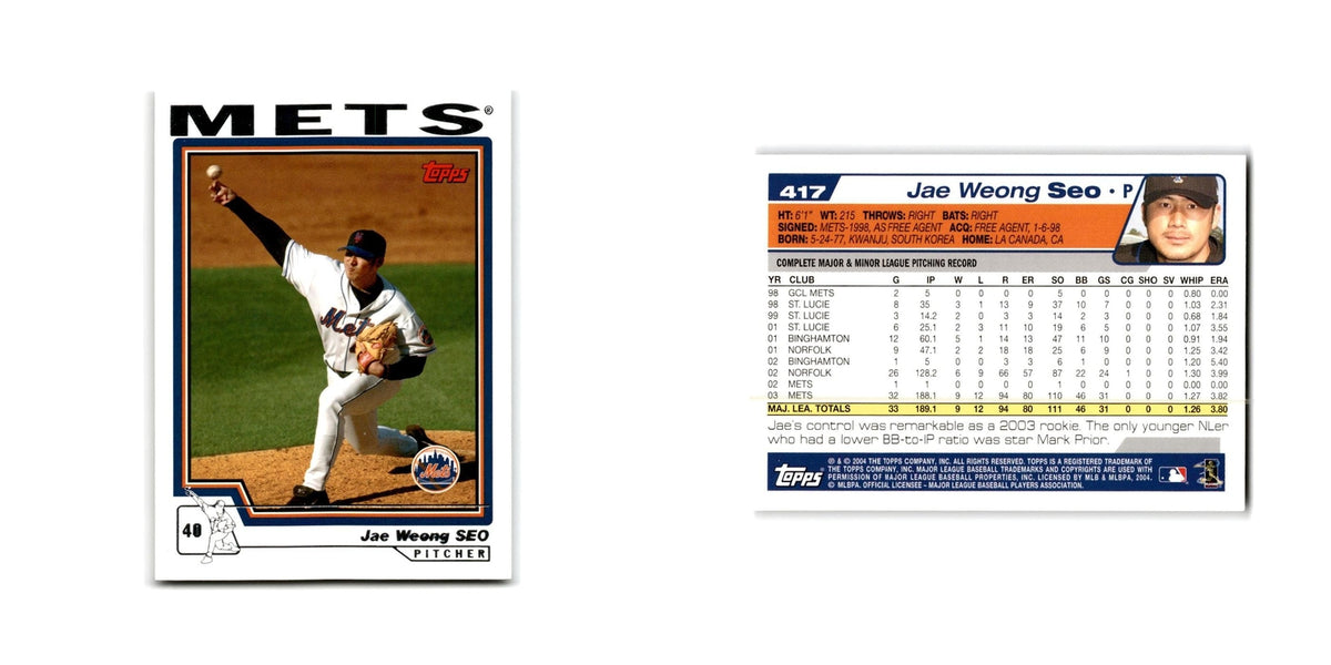 Jae Weong Seo 2004 Topps #417 New York Mets Baseball Card NM