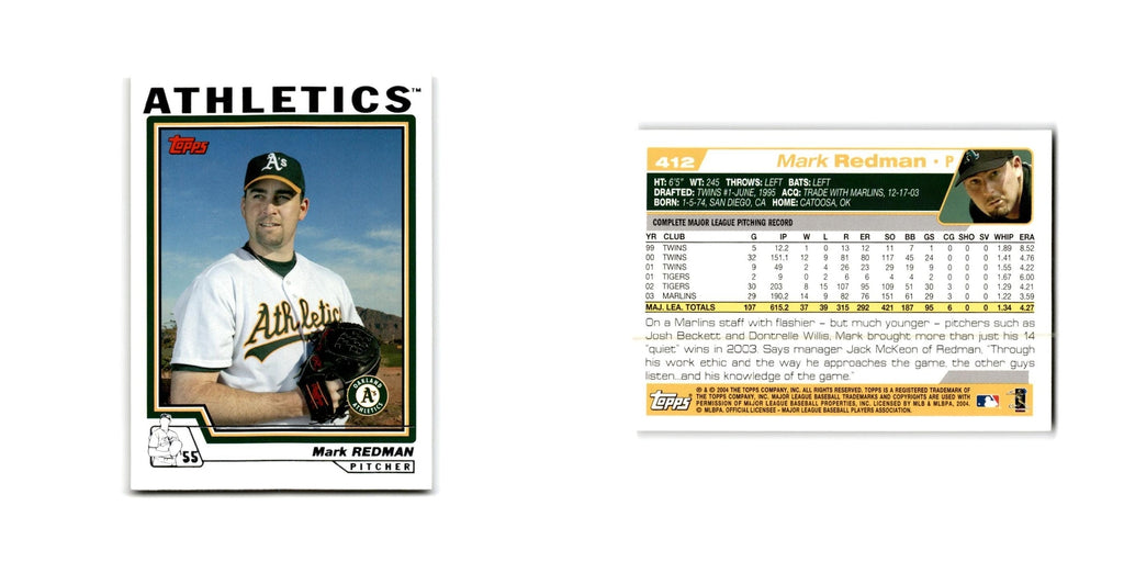 Mark Redman 2004 Topps #412 Oakland Athletics Baseball Card NM