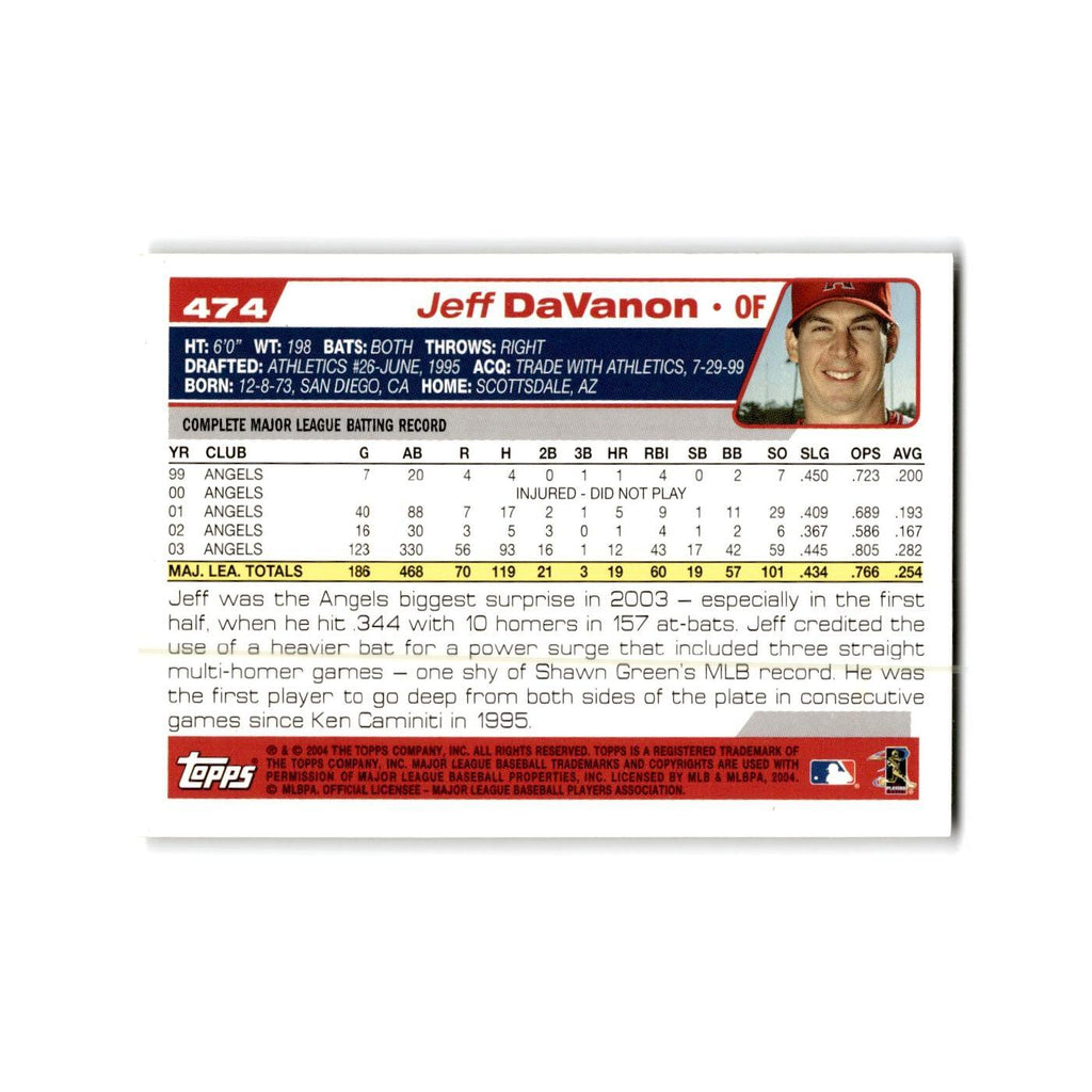 Jeff Davanon 2004 Topps #474 Anaheim Angels Baseball Card NM