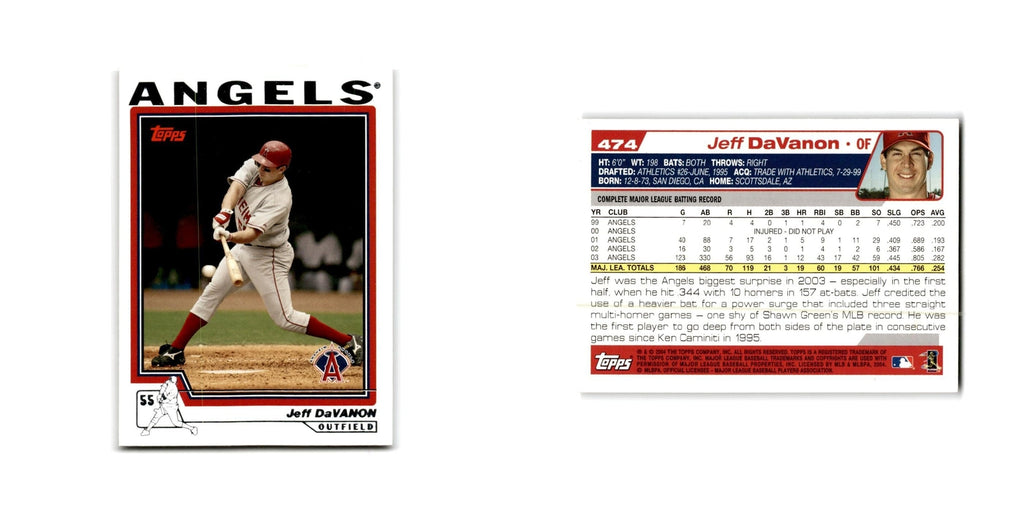 Jeff Davanon 2004 Topps #474 Anaheim Angels Baseball Card NM