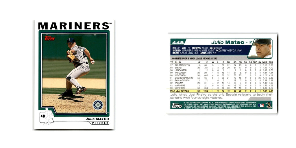 Julio Mateo 2004 Topps #448 Seattle Mariners Baseball Card NM