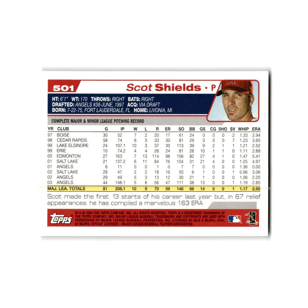 Scot Shields 2004 Topps #501 Anaheim Angels Baseball Card NM