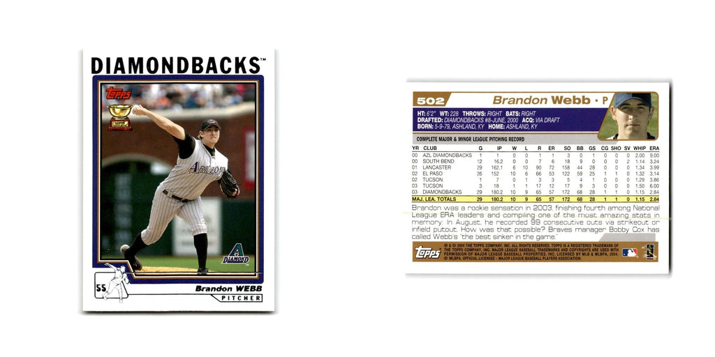 Brandon Webb 2004 Topps #502 Arizona Diamondbacks Baseball Card NM