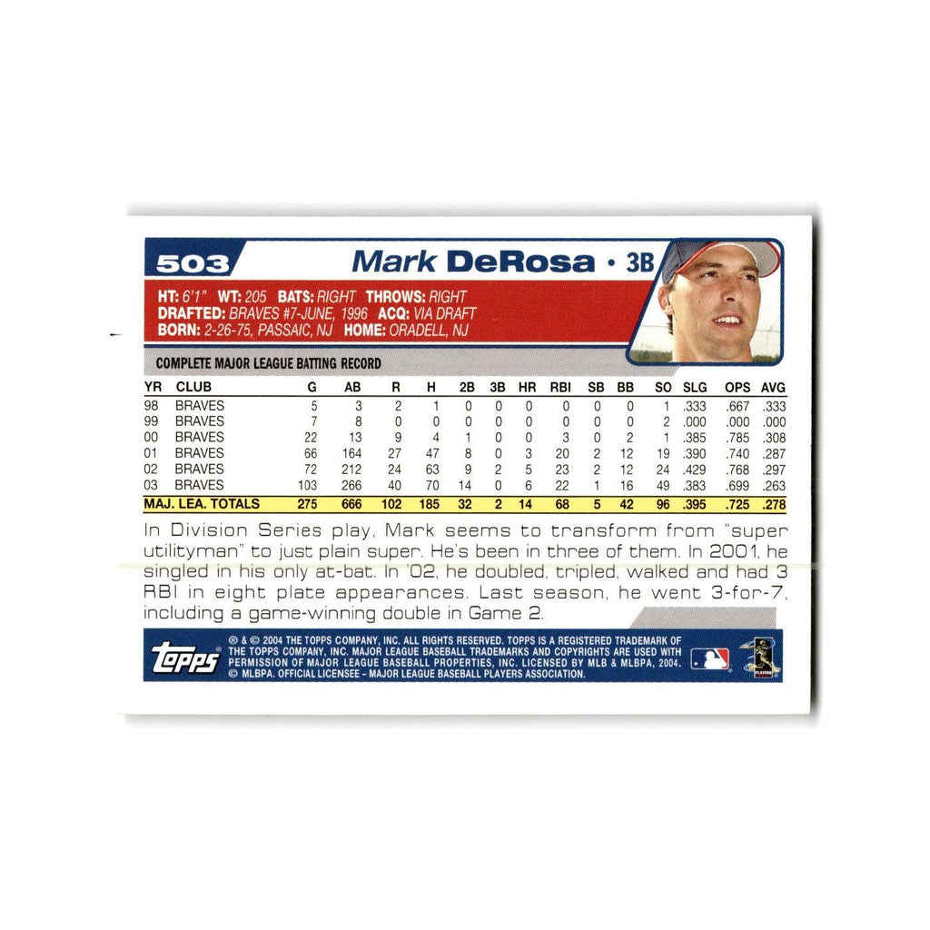 Mark DeRosa 2004 Topps #503 Atlanta Braves Baseball Card NM