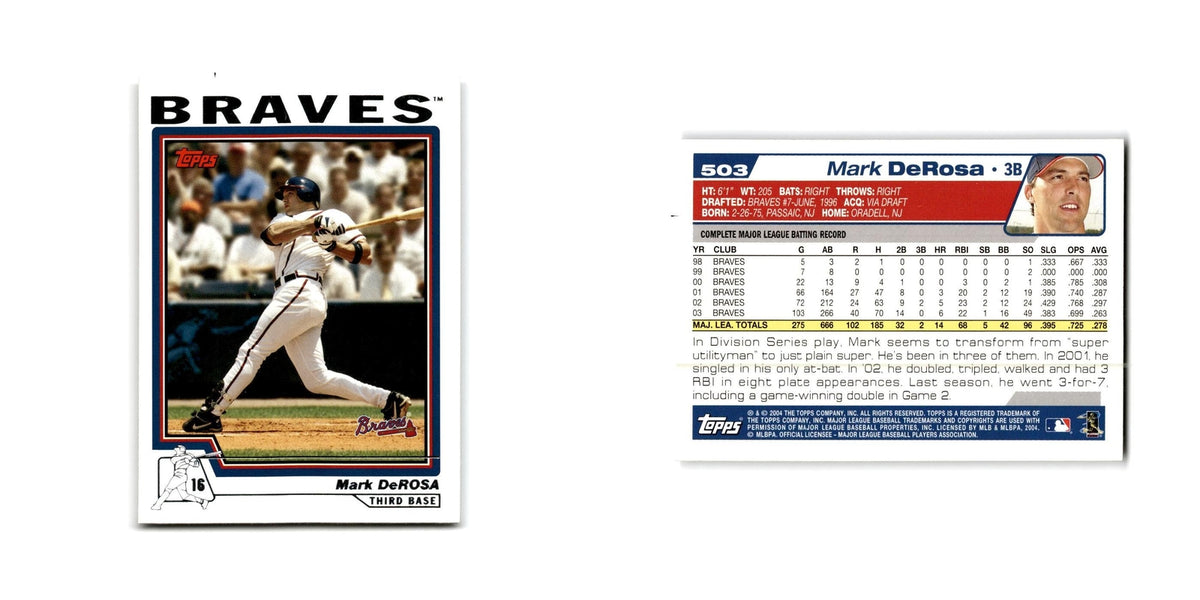 Mark DeRosa 2004 Topps #503 Atlanta Braves Baseball Card NM