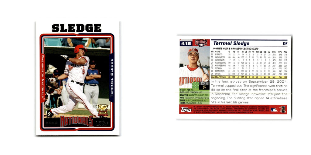 Terrmel Sledge 2005 Topps #418 Washington Nationals Baseball Card NM