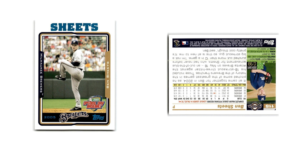 Ben Sheets Opening Day 2005 Topps #115 Milwaukee Brewers Baseball Card NM