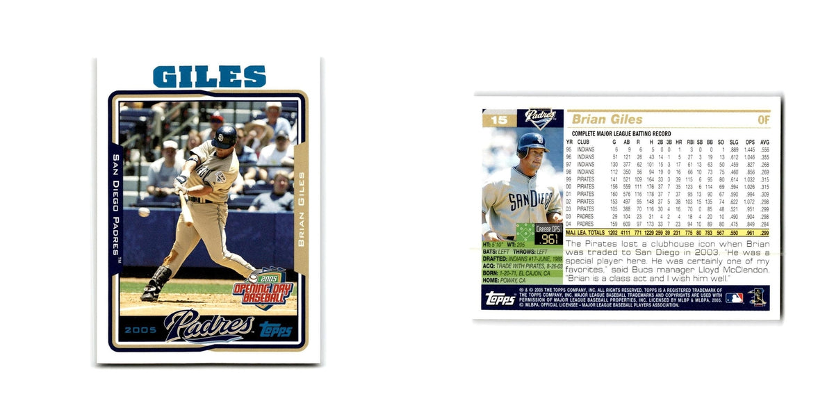 Brian Giles Opening Day 2005 Topps #15 San Diego Padres Baseball Card NM