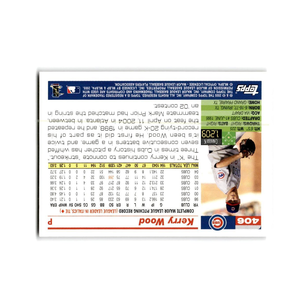 Kerry Wood 2005 Topps #406 Chicago Cubs Baseball Card NM
