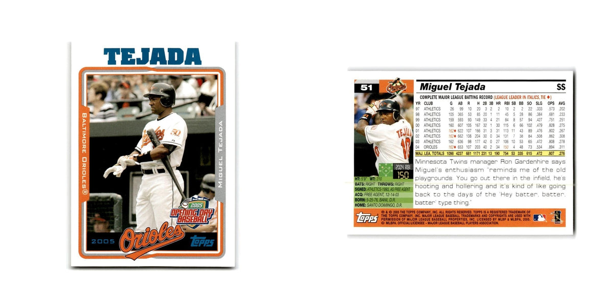 Miguel Tejada Opening Day 2005 Topps #51 Baltimore Orioles Baseball Card NM