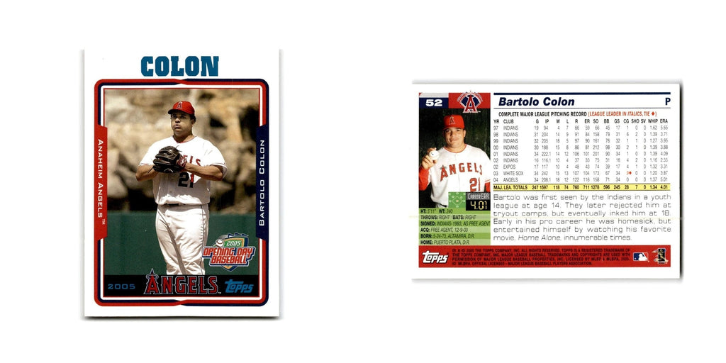 Bartolo Colon Opening Day 2005 Topps #52 Anaheim Angels Baseball Card NM
