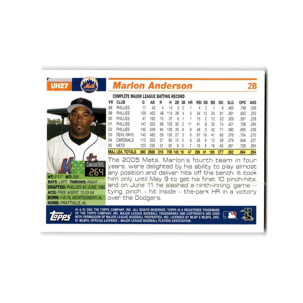 Marlon Anderson 2005 Topps #UH27 New York Mets Baseball Card NM