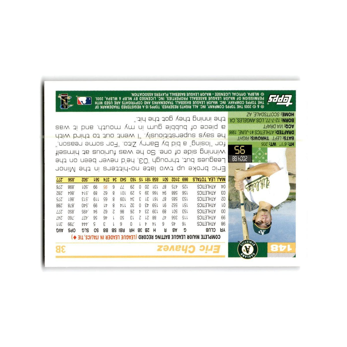 Eric Chavez Opening Day 2005 Topps #148 Oakland Athletics Baseball Card NM