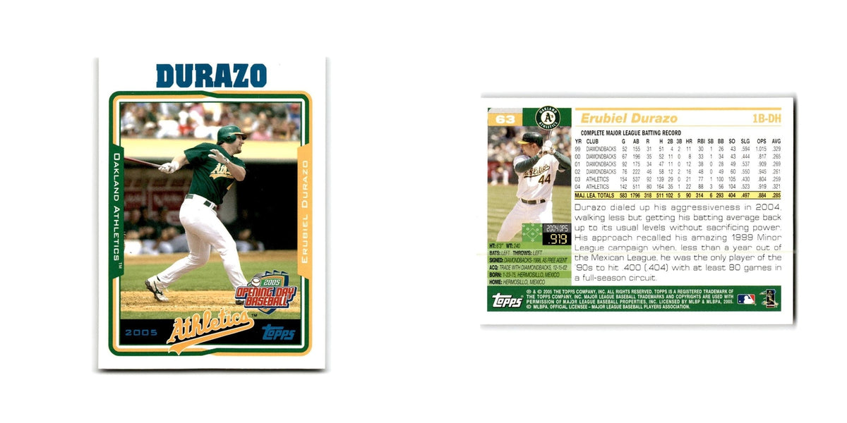 Erubiel Durazo Opening Day 2005 Topps #63 Oakland Athletics Baseball Card NM