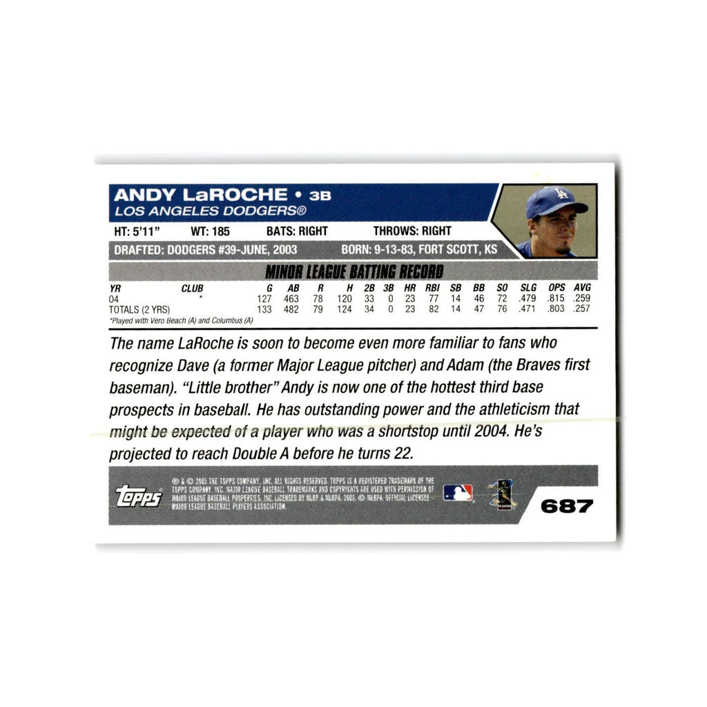 Andy LaRoche Rookie 2005 Topps #687 Los Angeles Dodgers Baseball Card NM