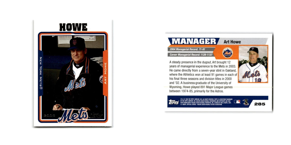 Art Howe 2004 Topps #285 New York Mets Baseball Card NM