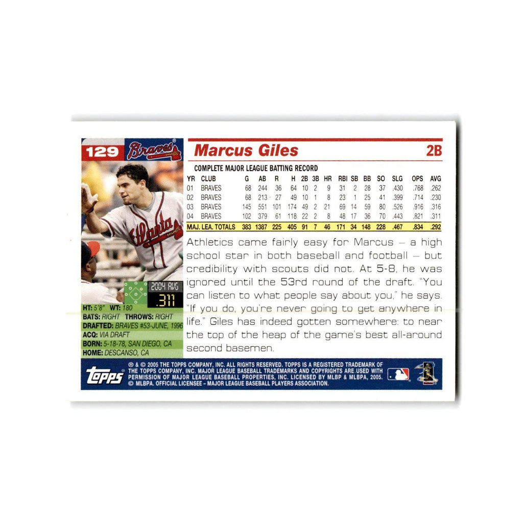 Marcus Giles Opening Day 2005 Topps #129 Atlanta Braves Baseball Card NM