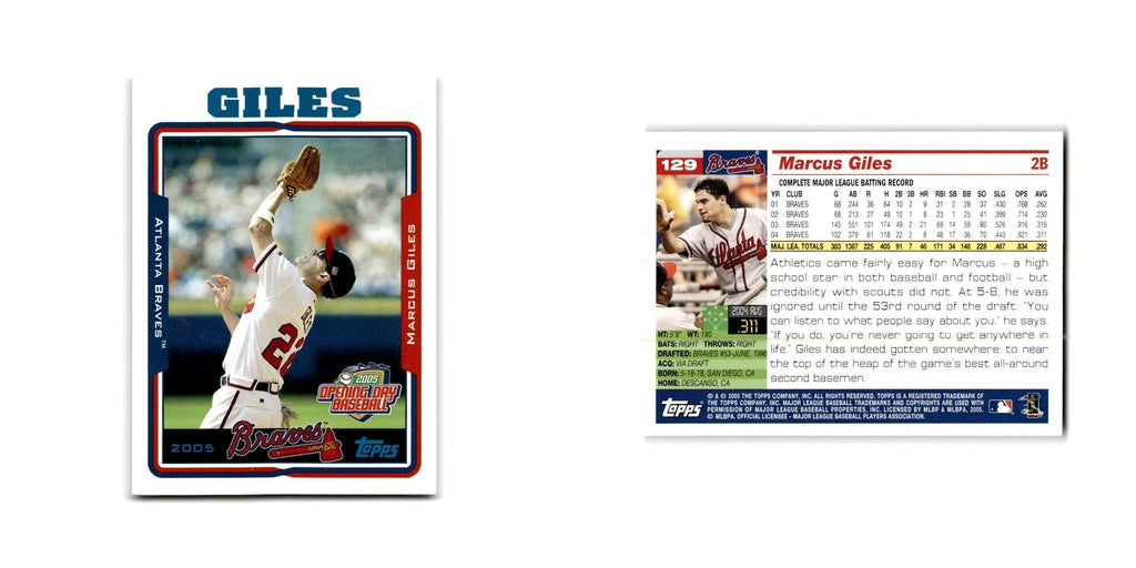 Marcus Giles Opening Day 2005 Topps #129 Atlanta Braves Baseball Card NM