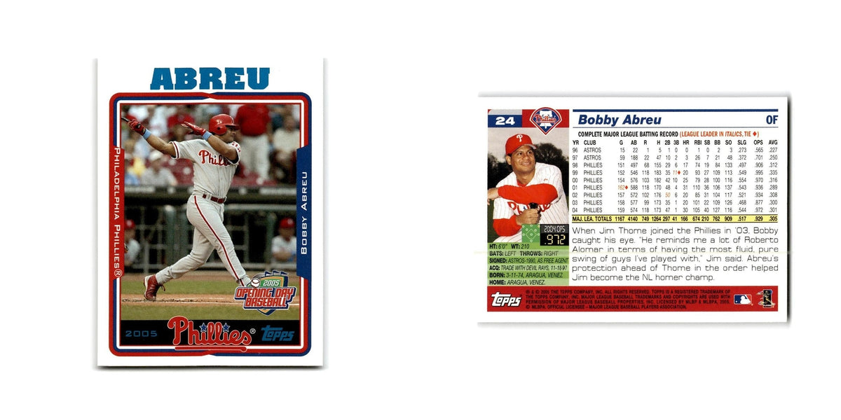 Bobby Abreu Opening Day 2005 Topps #24 Philadelphia Phillies Baseball Card NM